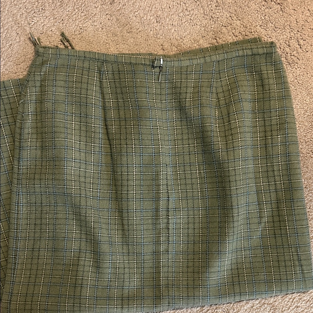 BUNDLE: Olive Cowl Neck Sweater and matching plaid fringe skirt - Picture 6 of 8